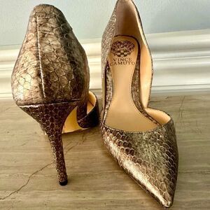 Vince Camuto Rowin, snakeskin stiletto pumps.